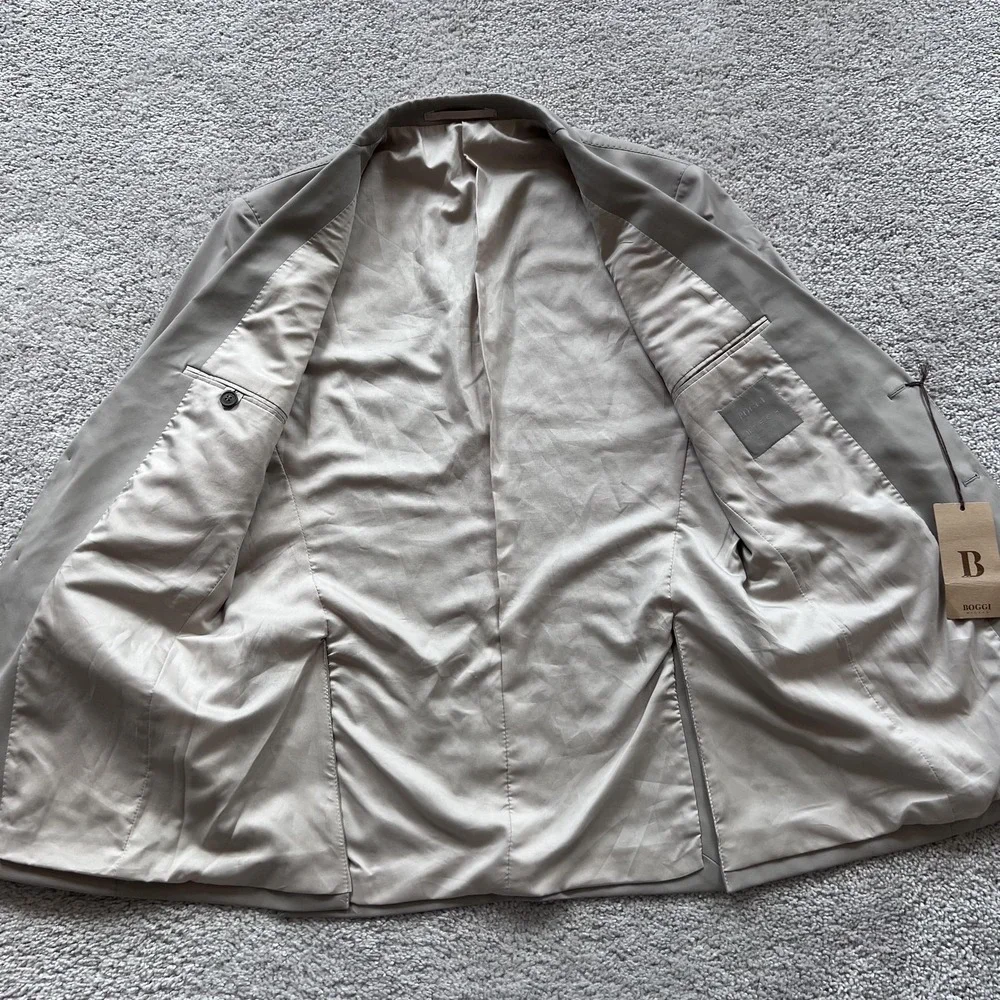 Boggi Milano B Tech Blazer Mens 48 Beige Stretch Travel Jacket Made Italy
